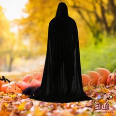 Áo Choàng Phù Thủy Dài Có Mũ - Trang Phục Halloween Huyền Bí Cho Dịp Hóa Trang, Kích Thước Đa Dạng