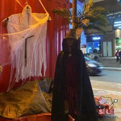 Áo Khoác Đen Mũ Hoods Halloween Cho Trẻ Em & Người Lớn - Trang Phục Hóa Trang Phù Thủy, Ma Cà Rồng, Cosplay Độc Đáo 90/120 cm