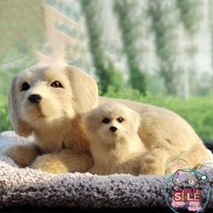 Bộ Đôi Thú Bông Cún Mẹ Con Vàng Nhạt - Khử Mùi Hiệu Quả, Trang Trí Xe Ô Tô Đáng Yêu, Giải Pháp Trong Lành Cho Gia Đình