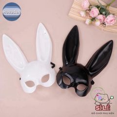 Mặt Nạ Thỏ Black & White Hoeaden - Phụ Kiện Trang Trí Halloween & Cosplay Độc Đáo, Thiết Kế Ngộ Nghĩnh, Chất Liệu Bền Bỉ