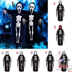 Áo Choàng Ma Quái Kèm Mũ: Xương, Đầu Lâu, Dơi, Ma Cà Rồng - Trang Phục Halloween Thú Vị