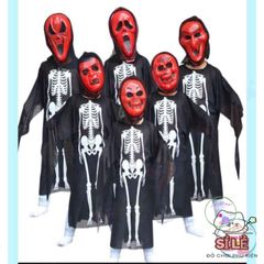Áo Choàng Ma Quái Kèm Mũ: Xương, Đầu Lâu, Dơi, Ma Cà Rồng - Trang Phục Halloween Thú Vị