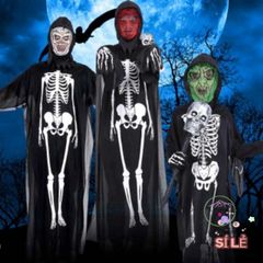 Áo Choàng Ma Quái Kèm Mũ: Xương, Đầu Lâu, Dơi, Ma Cà Rồng - Trang Phục Halloween Thú Vị