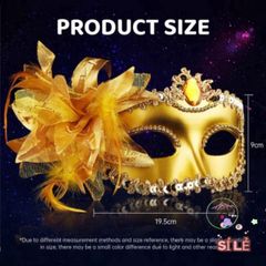 Mặt Nạ Nửa Mặt Hoa Huệ Độc Đáo Với Kim Cương Giả & Lông Vũ - Phụ Kiện Dự Tiệc Halloween & Hóa Trang