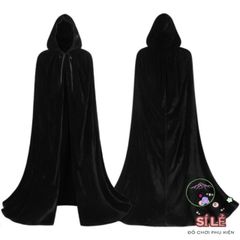 Áo Choàng Đen Polyester Có Mũ Halloween - Phù Thủy, Ma Cà Rồng, Thần Chết - Costume Unisex Phong Cách Hoá Trang