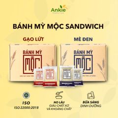 Bánh mỳ Mộc sandwich gạo lứt, mè đen ăn kiêng cho người tiểu đường ANKIE - Hộp 06 Gói 330g