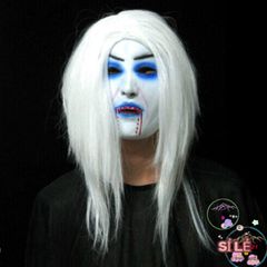 Mặt nạ Zombie Nữ Tóc Dài Trắng - Phụ Kiện Hóa Trang Độc Đáo Cho Halloween và Bữa Tiệc Tem Sát Nhập