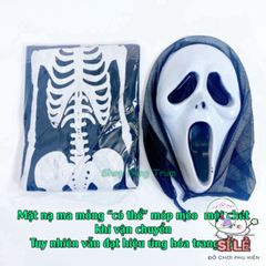 Bộ Trang Phục Halloween Xương Độc Đáo Kèm Mặt Nạ và Găng Tay - Hóa Trang Bí Ẩn Cho Lễ Hội Ma Quái