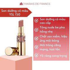 Son YSL Rouge Volupté Shine 150 Nude Lingerie - Son Dưỡng Có Màu Bóng Nhẹ Tông Nude Tự Nhiên, Chất Son Mềm Mượt, Trang Điểm Hằng Ngày