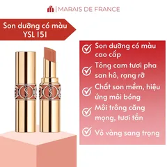 Son YSL Rouge Volupté Shine 151 Orange Caraco - Son Dưỡng Môi Bóng Khỏe Tươi Tắn, Chất Son Mềm Mượt, Thiết Kế Sang Trọng