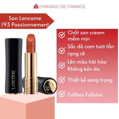 Son Lancôme L’Absolu Rouge Cream 193 - Son Môi Cao Cấp Chất Cream Mềm Mượt, Màu Đỏ Hồng Thanh Lịch, Thiết Kế Sang Trọng