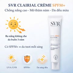 Kem Chống Nắng SVR Clairial SPF50+ 50ml - Hỗ Trợ Mờ Nám, Làm Sáng Da, Bảo Vệ Da Toàn Diện, Phù Hợp Mọi Loại Da