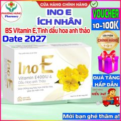 Viên uống Ino E - Bổ sung Vitamin E & Tinh dầu hoa anh thảo, Hỗ trợ Làm đẹp Da, Hộp 30 Viên Chất lượng Cao