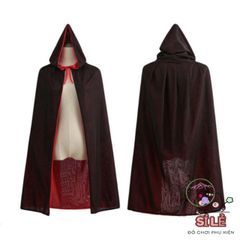 Áo Choàng Phù Thủy Đen và Đỏ Với Mũ Trùm - Trang Phục Hóa Trang Halloween Thú Vị Cho Tất Cả Đối Tượng