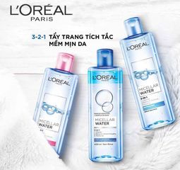 Nước Tẩy Trang L'Oreal Paris Micellar Water 400ml - Làm Sạch Sâu, Loại Bỏ Bụi Bẩn & Trang Điểm 3-in-1, Phù Hợp Mọi Loại Da