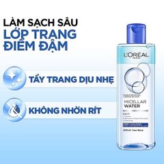 Nước Tẩy Trang L'Oreal Paris Micellar Water 400ml - Sạch Sâu, Loại Bỏ Bụi Bẩn & Trang Điểm, Dưỡng Ẩm Đa Năng 3-in-1 Cho Da Nhạy Cảm