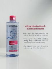 Nước tẩy trang L'Oreal Paris Micellar Water 3-in-1 400ml - Làm sạch sâu, dưỡng ẩm cho mọi loại da, không cồn, không paraben