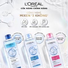Nước Tẩy Trang L'Oreal Paris Micellar Water 400ml - Sạch Sâu, Dưới Ẩm, Cho Da Thường Và Da Khô, Tẩy Trang 3-in-1 Nhẹ Nhàng