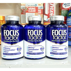 Viên uống bổ não Focus Factor 180 viên - Tăng cường trí nhớ, giảm stress, hỗ trợ tập trung, dinh dưỡng tự nhiên cho sức khỏe não bộ