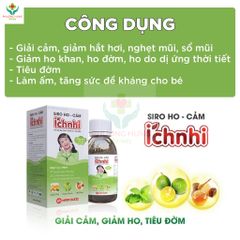 Siro Ho Cảm Ích Nhi 90ml - Hỗ Trợ Giải Cảm, Giảm Ho, Tiêu Đờm Cho Trẻ Em, Phụ Nữ Mang Thai, Cho Con Bú