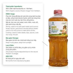 Giấm Mật Hoa Dừa Organic Sokfarm 1 Lít - Giấm Cái Tự Nhiên, Giàu Khoáng Chất, Non-GMO, Hương Dừa Thơm Ngon