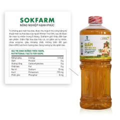 Giấm Mật Hoa Dừa Organic Sokfarm 1 Lít - Giấm Cái Tự Nhiên, Giàu Khoáng Chất, Non-GMO, Hương Dừa Thơm Ngon