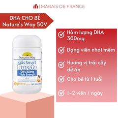 Viên Nhai Bổ Sung DHA Cho Trẻ Em Nature’s Way Kids Smart Bursts 300mg Triple Strength - Hương Vị Trái Cây, Dinh Dưỡng Hằng Ngày