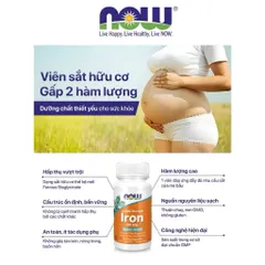 NOW Foods Iron 36mg, 18mg – Viên Uống Bổ Sung Sắt Ferrochel®, Hỗ Trợ Tạo Máu – 90 Viên