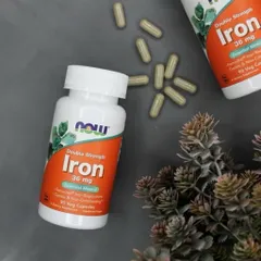 NOW Foods Iron 36mg, 18mg – Viên Uống Bổ Sung Sắt Ferrochel®, Hỗ Trợ Tạo Máu – 90 Viên