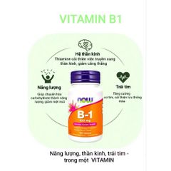 NOW Vitamin B1 100mg Viên Uống - Hỗ Trợ Thần Kinh và Tăng Cường Năng Lượng - 100 Viên Non-GMO, Vegan, Sản Phẩm Từ Mỹ