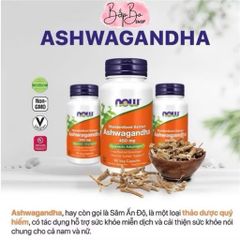 Viên uống Ashwagandha 450mg Now - Nhân Sâm Ấn Độ Tăng Cường Sức Khỏe, Giảm Căng Thẳng, Hỗ Trợ Giấc Ngủ cho Nam và Nữ
