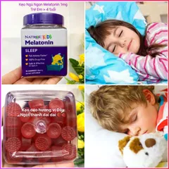 Kẹo Melatoni 1mg cho Bé - Viên Nhai Dâu Giúp Ngủ Ngon, Dễ Ngủ, Giảm Khó Ngủ Cho Trẻ Từ 4 Tuổi Trở Lên