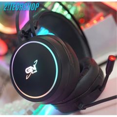 Tai Nghe GNet GH5 RGB Chụp Tai Đen, Âm Thanh 7.1 USB LED, Micro Lọc Âm, Dây 1.8m - Hàng Chính Hãng, Phù Hợp Game và Học Online
