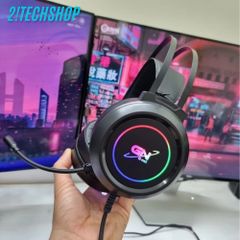 Tai Nghe GNet GH5 RGB Chụp Tai Đen, Âm Thanh 7.1 USB LED, Micro Lọc Âm, Dây 1.8m - Hàng Chính Hãng, Phù Hợp Game và Học Online