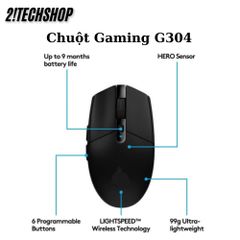 Chuột Không Dây Gaming Logitech G304 HERO 12,000 DPI - Thiết Kế Ergonomic, Kết Nối USB, Thời Gian Sử Dụng Lên Đến 250 Giờ