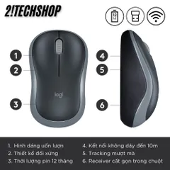 Chuột Không Dây Logitech M185 - Kết Nối USB Tiện Lợi Cho Văn Phòng & Laptop, Độ Phân Giải 1000DPI, Tặng Pin, Bảo Hành 12 Tháng