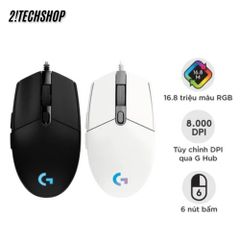 Chuột Gaming Logitech G102 Có Dây - RGB 8000DPI, Thiết Kế Công Thái Học, Đen/Trắng - Chuột Chơi Game Chính Hãng