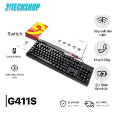 Bàn Phím Cơ Fuhlen G411S - Switch Quang Học Bền Bỉ, LED RGB 16.8 Triệu Màu, Phù Hợp Gaming và Văn Phòng, Chống Nước IPX4