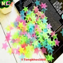 Bộ 100 Sao Lân Tinh Phát Sáng Đa Màu - Trang Trí Tường Huyền Diệu, Đèn Dạ Quang Cho Không Gian Hấp Dẫn, Dễ Dàng Gắn Trên Tường