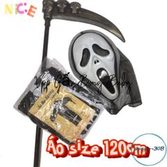 Bộ Trang Phục Hóa Trang Thần Chết Cho Trẻ Em - Áo Bộ Xương, Mặt Nạ & Lưỡi Hái Halloween, Đẹp & Thoải Mái