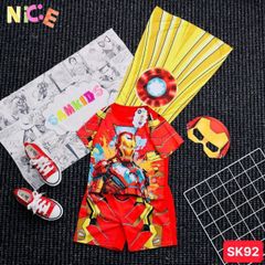 Bộ Trang Phục Siêu Anh Hùng Captain America - Áo Choàng & Mặt Nạ An Toàn Cho Trẻ Em Từ 12-40kg, Đồ Hóa Trang Độc Đáo