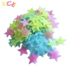 Bộ 3 Ngôi Sao Dạ Quang Sáng Đêm - Sticker Dán Tường Nghệ Thuật 3D Cho Phòng Ngủ Trẻ Em, Trang Trí Mơ Mộng, Phát Sáng Rực Rỡ
