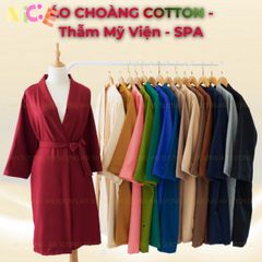 Áo Choàng Spa Cotton Dịu Mát - Đối Tượng 40-100kg - Không Bóng, Nhẹ Nhàng