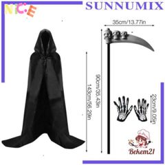Bộ Hóa Trang Thần Chết Halloween Độc Đáo - Áo Choàng Có Mũ, Găng Tay Xương & Phụ Kiện Tạo Nên Phong Cách Kinh Dị ấn Tượng