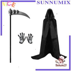 Bộ Hóa Trang Thần Chết Halloween Độc Đáo - Áo Choàng Có Mũ, Găng Tay Xương & Phụ Kiện Tạo Nên Phong Cách Kinh Dị ấn Tượng