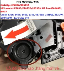 Hộp Mực 80A/05A - Cartridge HP CF280A/CE505A Cho Máy In LaserJet P2035/P2055DN và Canon 6300, 6650, Chất Lượng Cao, In Nét Rõ