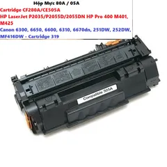 Hộp Mực 80A/05A - Cartridge HP CF280A/CE505A Cho Máy In LaserJet P2035/P2055DN và Canon 6300, 6650, Chất Lượng Cao, In Nét Rõ