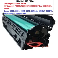 Hộp Mực 80A/05A - Cartridge HP CF280A/CE505A Cho Máy In LaserJet P2035/P2055DN và Canon 6300, 6650, Chất Lượng Cao, In Nét Rõ