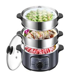 Nồi Hấp Điện Midea 3 Tầng MZ-ZG26EASY401 - Dung Tích 10 Lít, Thiết Kế Hiện Đại, Tiện Lợi cho Món Hấp và Hầm Thức Ăn