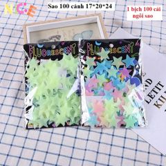 Bộ 100 Ngôi Sao Dạ Quang 5 Cánh - Trang Trí Phòng Ngủ, Bàn Học, Phát Sáng Trong Đêm, Tạo Không Gian Huyền Ảo